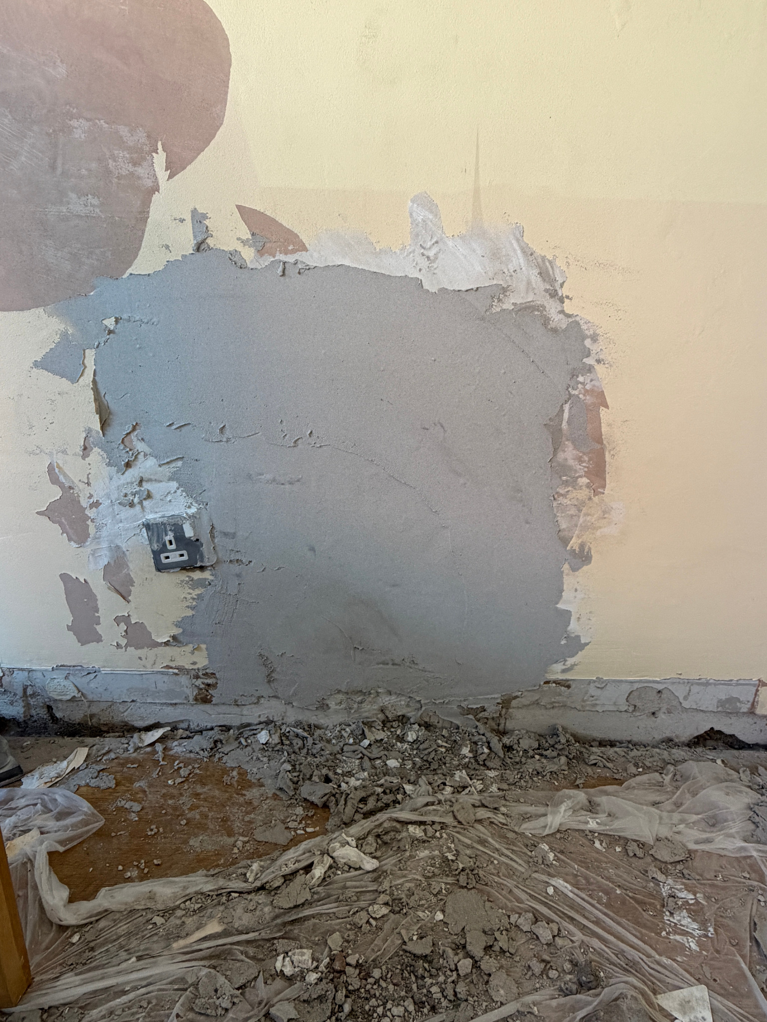 Wall repair – in progress by Parallel Property Services