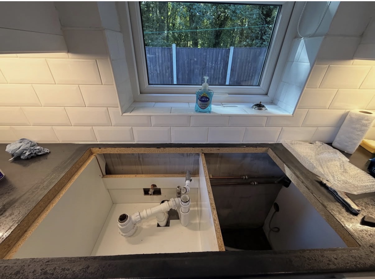 Kitchen worktop & sink area by Parallel Property Services